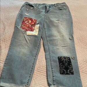 Chico's Gray Boyfriend Jeans with Patchwork